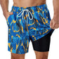 Marineblaue Badeshorts mit lebendigem
