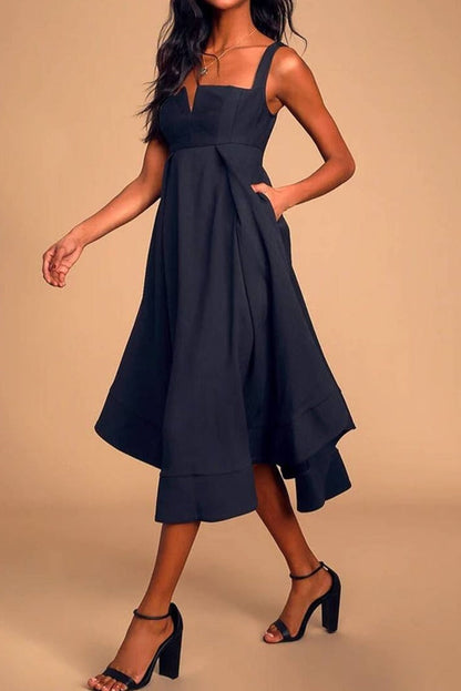 SpringStil® - Schickes Midikleid mit Empire-Taille und Riemen