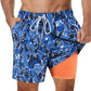 Marineblaue Badeshorts mit lebendigem