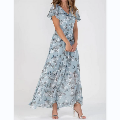 Maxikleid mit Schmetterlingsärmeln und Blumenmuster - Floral