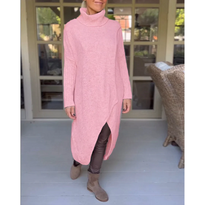 AMALIE -  Langer Pullover mit hohem Halsausschnitt