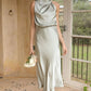 Satinista - Unifarbenes One-Shoulder-Kleid