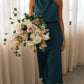 Satinista - Unifarbenes One-Shoulder-Kleid