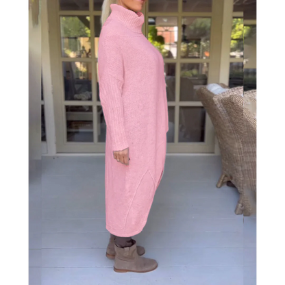 AMALIE -  Langer Pullover mit hohem Halsausschnitt