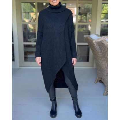 AMALIE -  Langer Pullover mit hohem Halsausschnitt