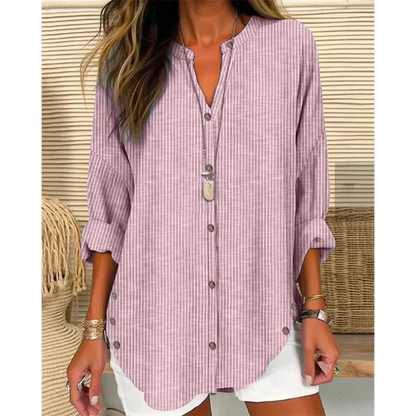 Maricar - Top mit Streifendruck am V-Ausschnitt