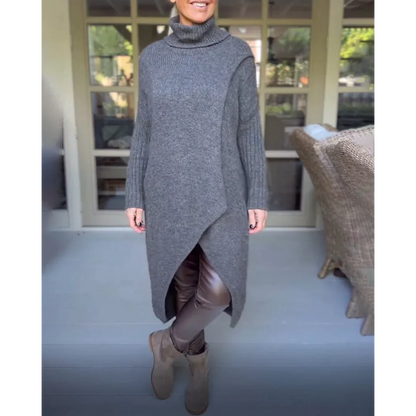 AMALIE -  Langer Pullover mit hohem Halsausschnitt