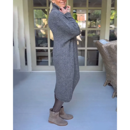 AMALIE -  Langer Pullover mit hohem Halsausschnitt