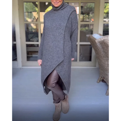 AMALIE -  Langer Pullover mit hohem Halsausschnitt