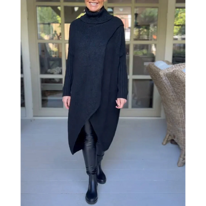 AMALIE -  Langer Pullover mit hohem Halsausschnitt