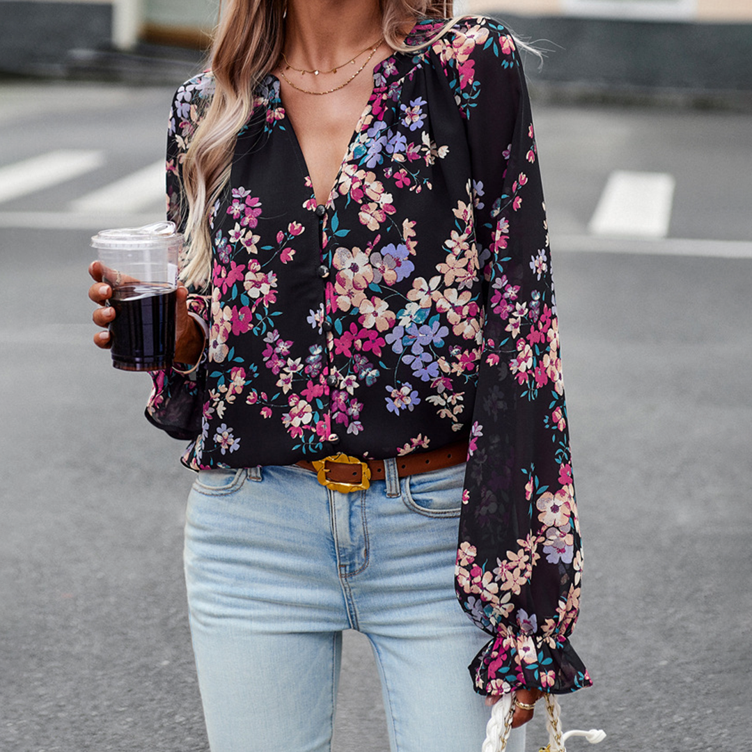 Abby - Langärmelige Bluse mit Blumen