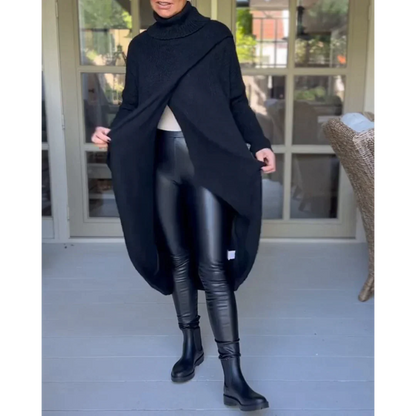 AMALIE -  Langer Pullover mit hohem Halsausschnitt