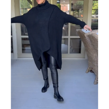 AMALIE -  Langer Pullover mit hohem Halsausschnitt